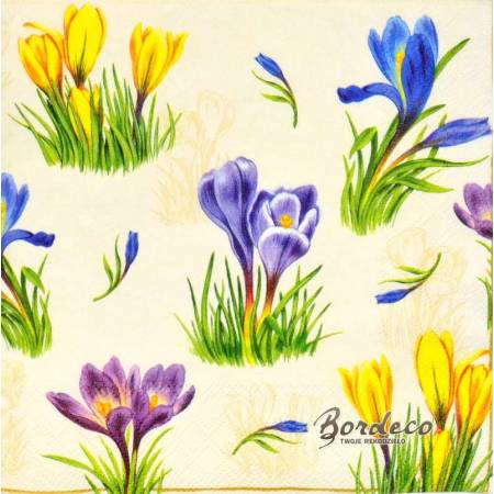 Serwetka decoupage firmy AMBIENTE krokusy 33x33cm